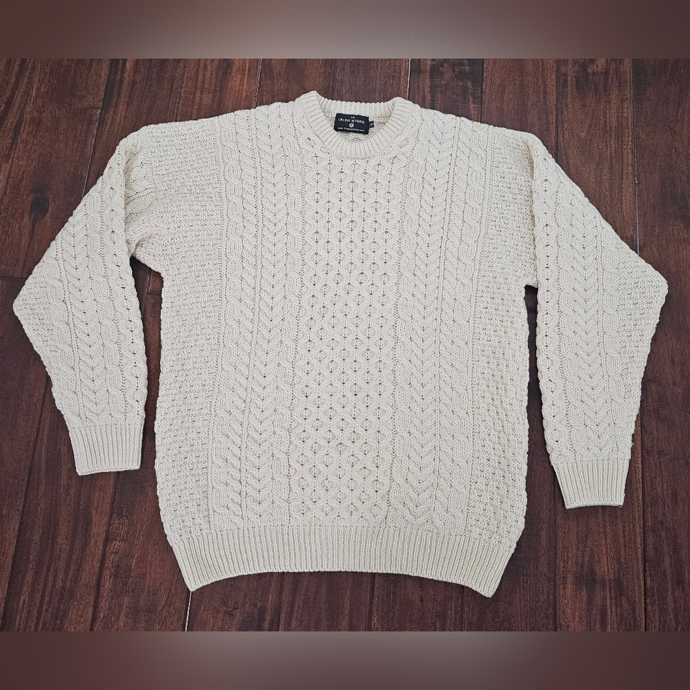 Irish Store cable knit wool sweater mens size L
